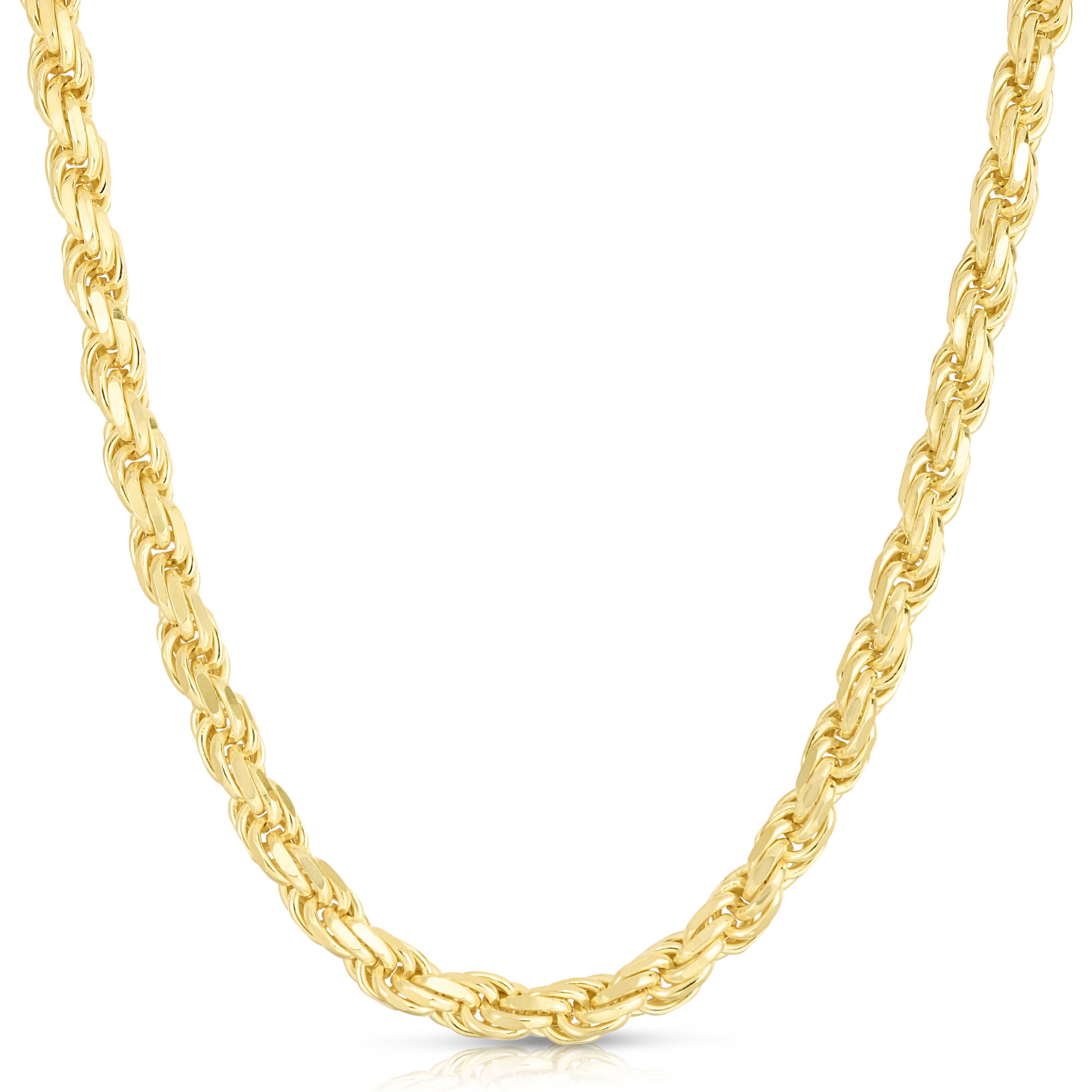 Solid 14K Gold Vermeil Sterling Silver Rope DiamondCut Necklace Chains