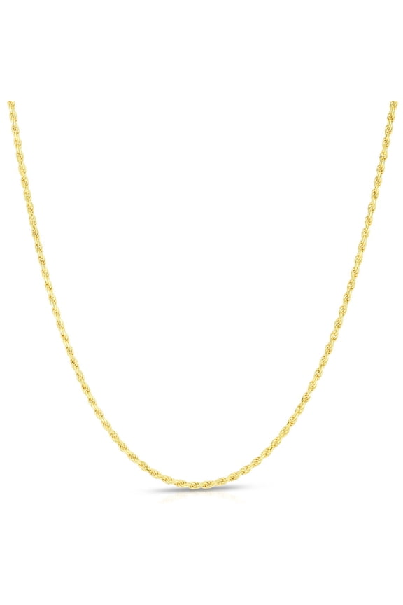 Solid 14K Gold Vermeil Sterling Silver Rope Diamond-Cut Necklace Chains 4MM, Gold Chain for Men & Women, Made In Italy, 20inch