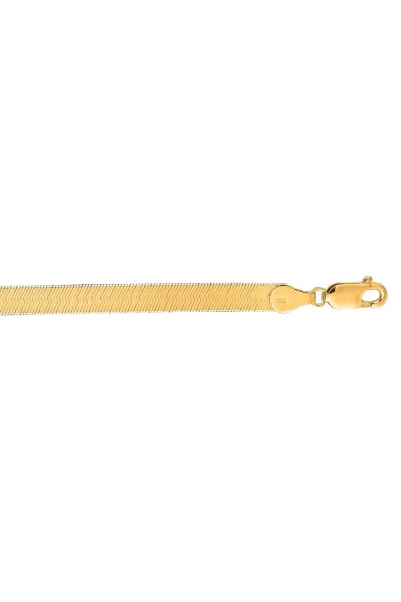 Solid 14K Gold Yellow 5mm Imperial Herringbone Bracelet 7"-8"