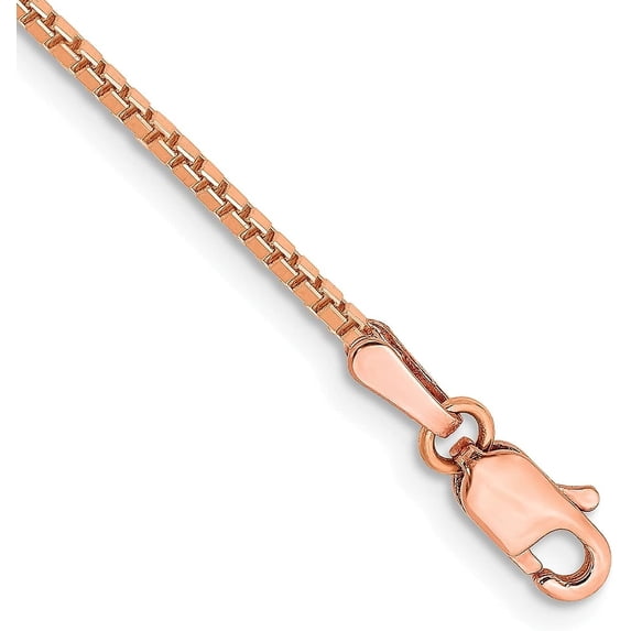 Solid 14K Rose Gold 1.5mm Box Link with Lobster Lock Bracelet - 7"