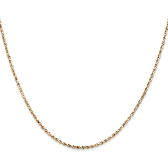Solid 14K Rose Gold 1.7mm Diamond-Cut Rope Chain - 24"