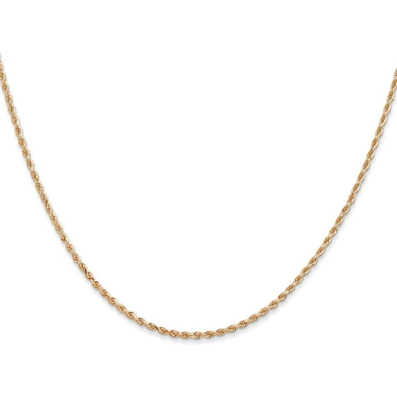 Solid 14K Rose Gold 1.7mm Diamond-cut Rope with Lobster Lock Chain - 24"