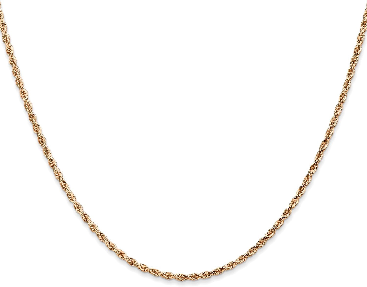Solid 14K Rose Gold 2mm Diamond-cut Rope with Lobster Lock Chain - 16 ...