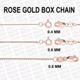 thumbnail image 1 of Solid 14K Rose Gold Box Chain Necklace, 16" 17" 18" 20" 24" Inch, 0.5mm 0.6mm 0.8mm Wide, 1 of 3