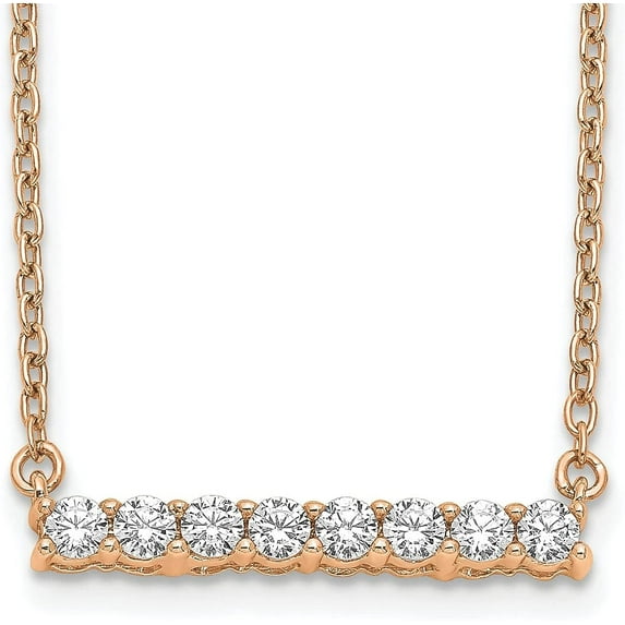 Solid 14K Rose Gold Lab Grown Diamond Bar Necklace - 18" Chain