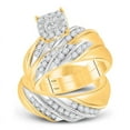 thumbnail image 1 of Solid 14K Two Tone Yellow Gold His and Hers Real Natural Diamond Trio Three Rings Set Cluster Matching Rings Wedding Band Set 1 Carat - ( 1.00 Cttw ) - Ladies Size 7 - Mens Size 12, 1 of 7