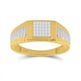 thumbnail image 1 of Solid 14K Two Tone Yellow Gold Princess Cut Real Natural Diamond Mens Ribbed Cluster Anniversary Ring 1/4 Carat - Size - 10 ( .25 Cttw ), 1 of 5
