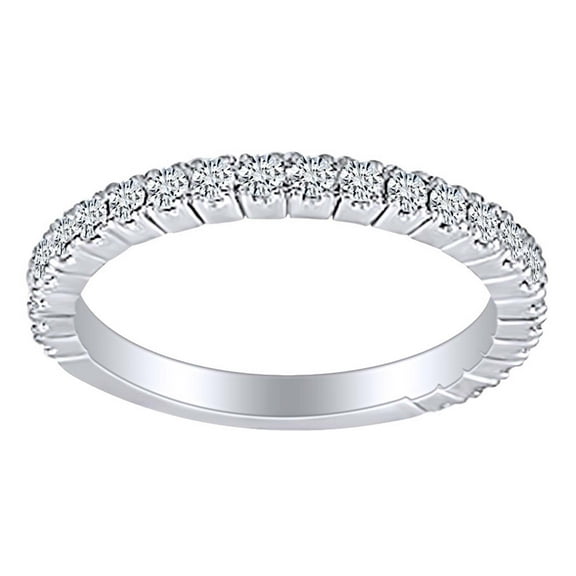 AFFY Solid 14K White Gold 0.48CTW 1.9mm Band Width 1.7mm Moissanite Half Eternity Wedding Band Guard Ring for Women Ring Size-5