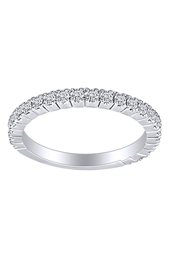 Solid 14K White Gold 0.48CTW 1.9mm Band Width 1.7mm Moissanite Half Eternity Wedding Band Guard Ring for Women Ring Size-6