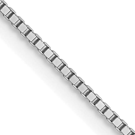 Solid 14K White Gold 0.9mm Box with Lobster Lock Chain - 18"- Made In Italy