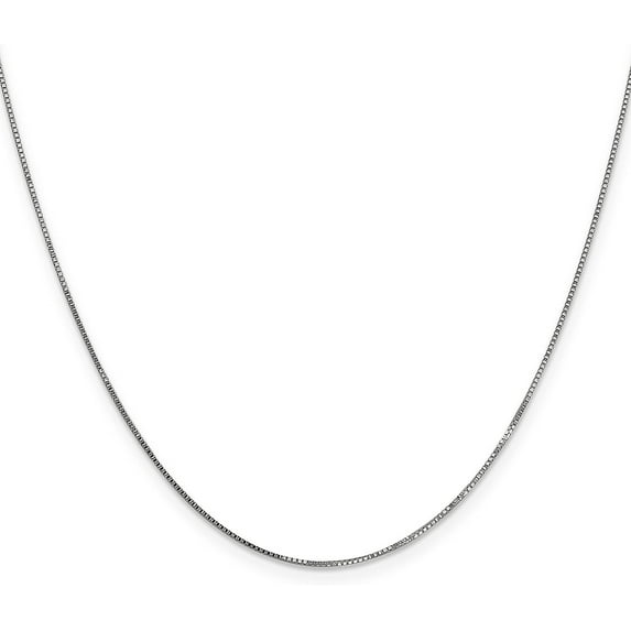 Solid 14K White Gold 0.9mm Box with Spring Ring Lock Chain - 24"