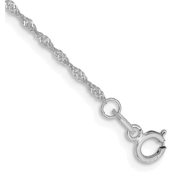 Solid 14K White Gold 1.10mm Singapore with Spring Ring Lock Chain - 16"
