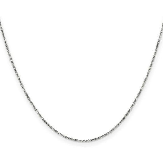 Solid 14K White Gold 1.1mm Cable with Spring Ring Lock Chain - 16"