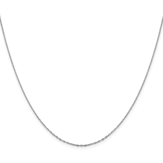 Solid 14K White Gold 1.2mm Diamond Cut Open Long Link Cable Chain - 18"- Made In Italy