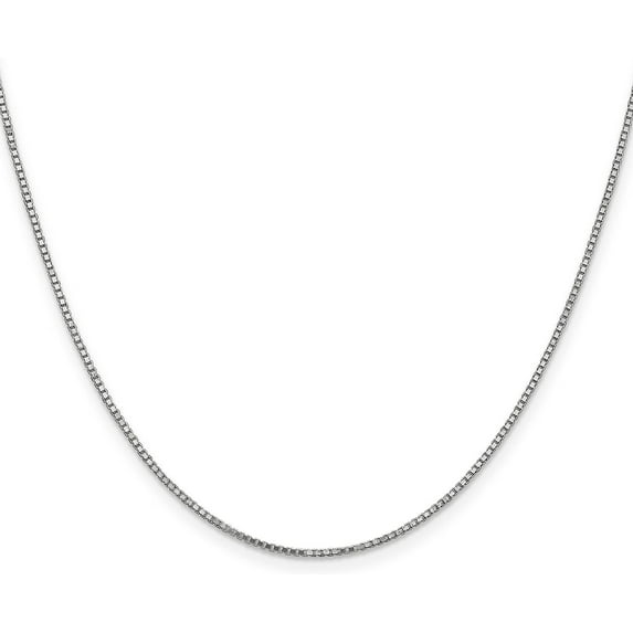 Solid 14K White Gold 1.3mm Box with Lobster Lock Chain - 28"