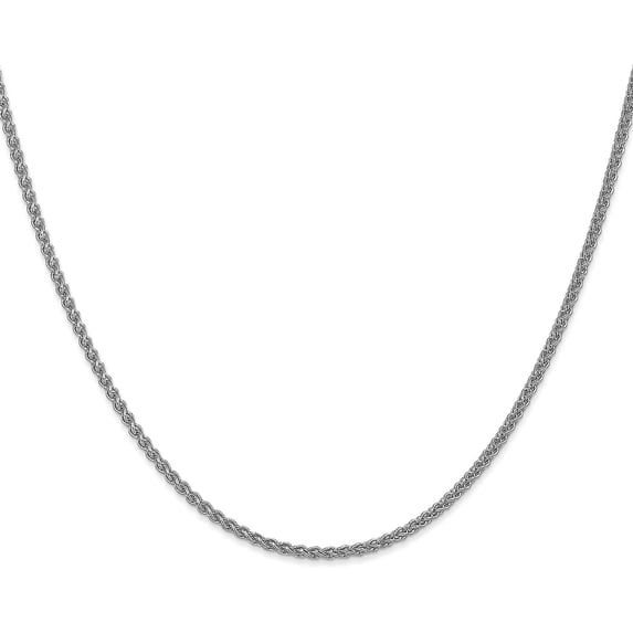 Solid 14K White Gold 1.3mm Spiga with Spring Ring Lock Chain - 16"