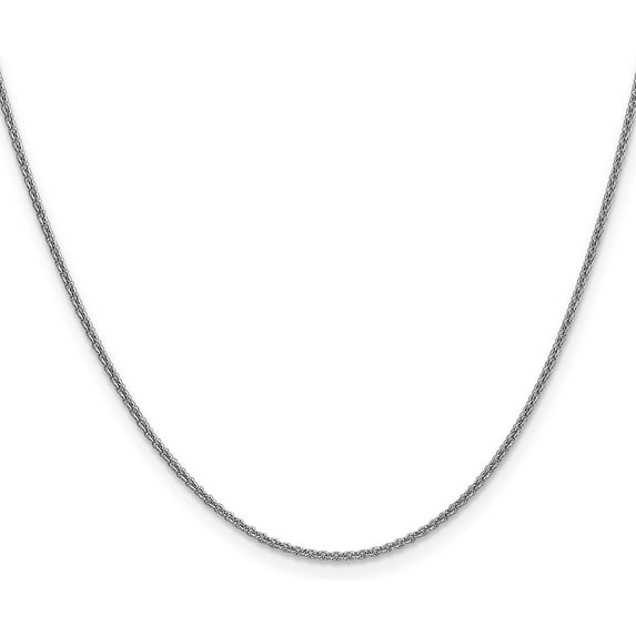 Solid 14K White Gold 1.6mm Round Open Link Cable with Lobster Lock Chain - 30"