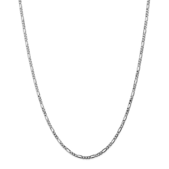 Solid 14K White Gold 2.75mm Flat Figaro Chain Bracelet / Anklet