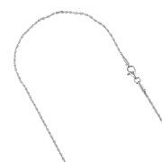 Solid 14K White Gold 2mm Wide Rope Chain Diamond Cut Necklace with Lobster Clasp 22 long