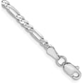 thumbnail image 1 of Solid 14K White Gold 3mm Flat Figaro with Lobster Lock Anklet - 9" Bracelet, 1 of 4