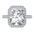 thumbnail image 1 of AFFY Solid 14K White Gold Center 5ct 9X11mm G-H-I Color 2mm Band Width Cushion Cut Halo Moissanite Engagement Ring with Accents for Women Ring Size-7, 1 of 7