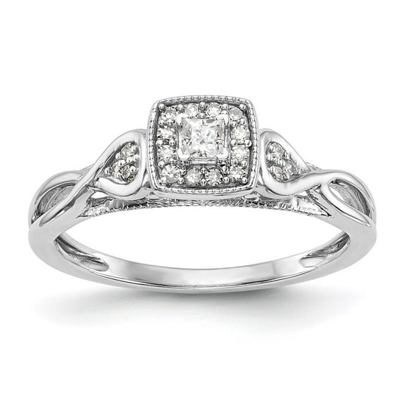 Solid 14K White Gold Complete Diamond Promise / Engagement Ring Size 9 (.204 cttw.)