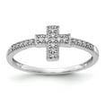thumbnail image 1 of Solid 14K White Gold Diamond Cross Ring Band Size 5 (.1 cttw.), 1 of 4
