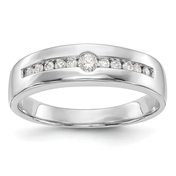 Solid 14K White Gold Diamond Men's Wedding Band Ring Size 10 (.27 cttw.)