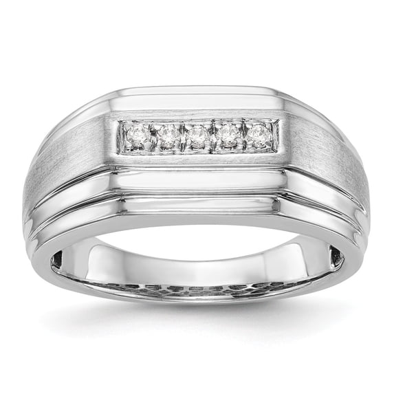 Solid 14K White Gold Diamond Men's Wedding Band Ring Size 11 (.1 cttw.)