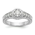 thumbnail image 1 of Solid 14K White Gold Diamond Side-Stones with CZ Cubic Zirconia Center Stone Engagement Ring Size 5.5, 1 of 8