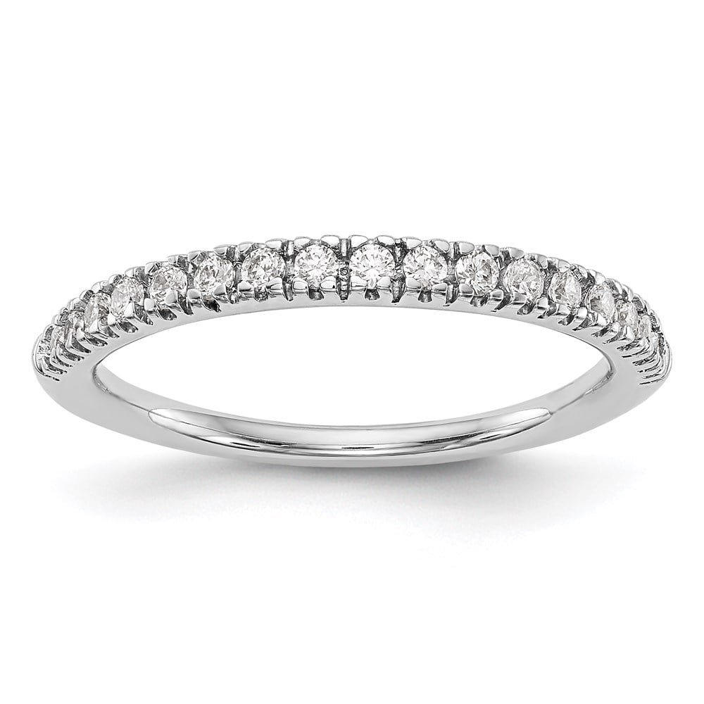 Solid 14K White Gold Diamond Wedding Band Ring Size 7.5 (.255 cttw ...
