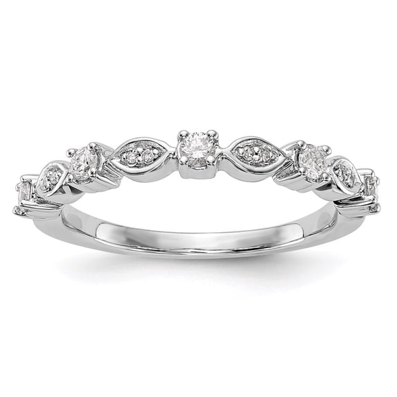 Solid 14K White Gold Diamond Wedding Band Ring Size 8 (.257 cttw.)