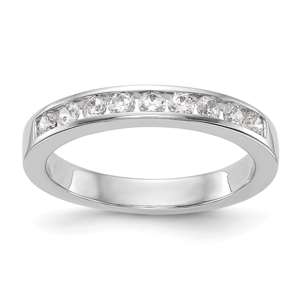 8:45 Solid 14K White Gold Diamond Wedding Band Ring Size 8 (.45 cttw ...