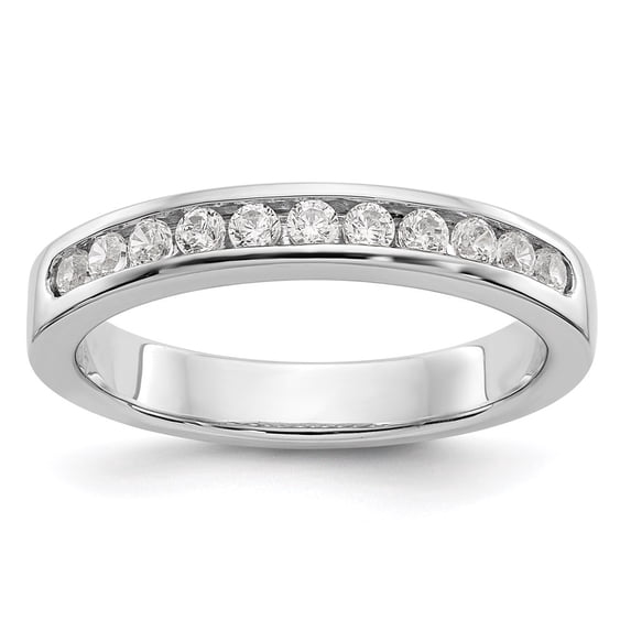 Solid 14K White Gold Eleven Stone Diamond Channel Set Wedding Band Ring Size 7.5 (.308 cttw.)