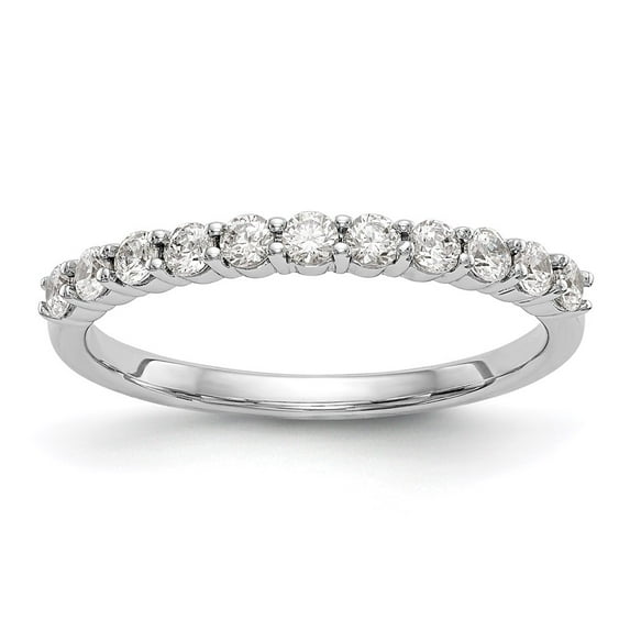 Solid 14K White Gold Eleven Stone Diamond Wedding Band Ring Size 5.5 (.495 cttw.)