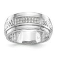 thumbnail image 1 of Solid 14K White Gold Engagement Diamond Trio Men's Wedding Band Ring Size 11 (.128 cttw.), 1 of 8