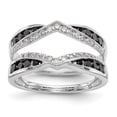 thumbnail image 1 of Solid 14K White Gold Engagement Wedding Ring Black and White Diamond Guard Size 7.5 (.748 cttw.), 1 of 8