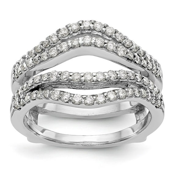 Solid 14K White Gold Engagement Wedding Ring Diamond Guard Size 8.5 (.624 cttw.)