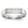 thumbnail image 1 of Solid 14K White Gold Five Stone Diamond Channel Set Wedding Band Ring Size 5.5 (.7 cttw.), 1 of 7