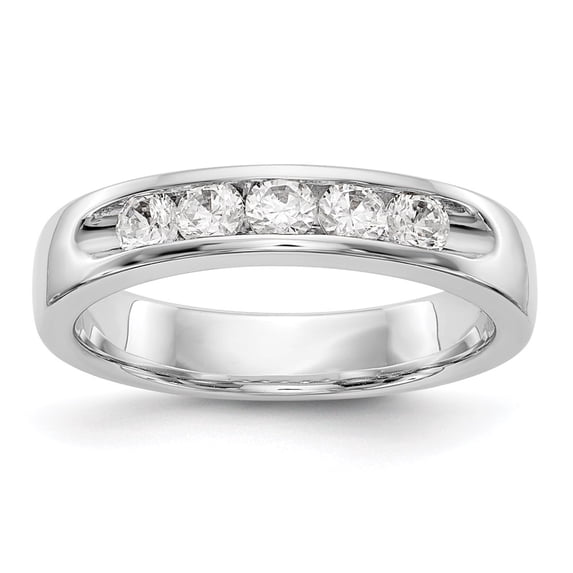 Solid 14K White Gold Five Stone Diamond Channel Set Wedding Band Ring Size 6 (.465 cttw.)