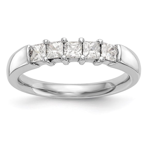 Solid 14K White Gold Five Stone Diamond Wedding Band Ring Size 7 (.25 cttw.)