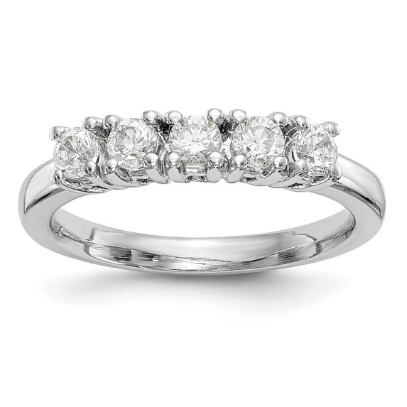 Solid 14K White Gold Five Stone Diamond Wedding Band Ring Size 7.5 (.25 cttw.)