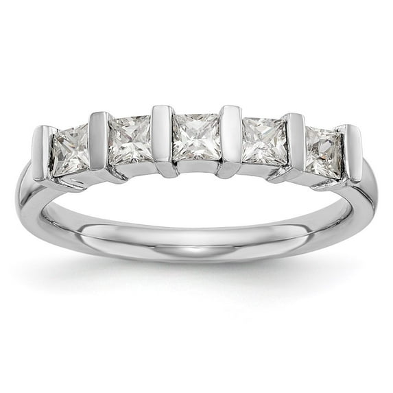 Solid 14K White Gold Five Stone Diamond Wedding Band Ring Size 8.5 (.25 cttw.)