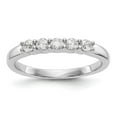 thumbnail image 1 of Solid 14K White Gold Five Stone Diamond Wedding Ring Band with CZ Cubic Zirconia Size 6.5, 1 of 8