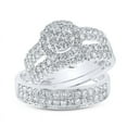 thumbnail image 1 of Solid 14K White Gold His and Hers Trio Three Rings Set Real Natural Diamond Cluster Matching Rings Wedding Band Set 1-3/4 Carat ( 1.70 Cttw ) - (L = 6.5, M = 8.5), 1 of 7