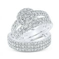thumbnail image 1 of Solid 14K White Gold His and Hers Trio Three Rings Set Real Natural Diamond Cluster Matching Rings Wedding Band Set 2-1/3 Carat ( 2.31 Cttw ) - (L = 7.5, M = 9.5), 1 of 7