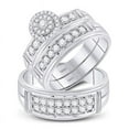 thumbnail image 1 of Solid 14K White Gold His and Hers Trio Three Rings Set Real Natural Diamond Solitaire Matching Rings Wedding Band Set 1 Carat ( 1.00 Cttw ) - (L = 7.5, M = 9), 1 of 7