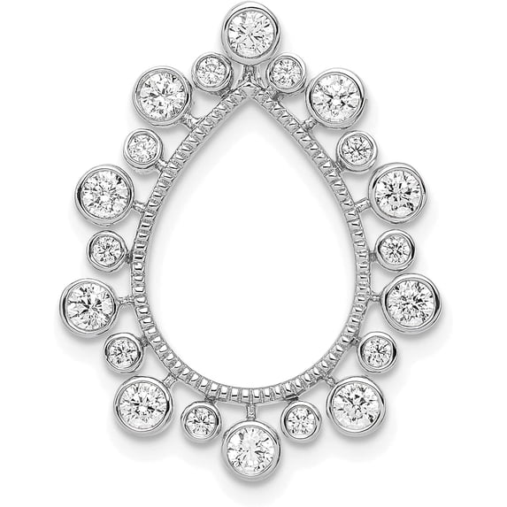 Solid 14K White Gold Lab Grown Diamond VS/SI GH, Fancy Teardrop Chain Slid - 24.01mm