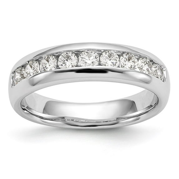 Solid 14K White Gold Nine Stone Diamond Channel Set Wedding Band Ring Size 7 (.135 cttw.)