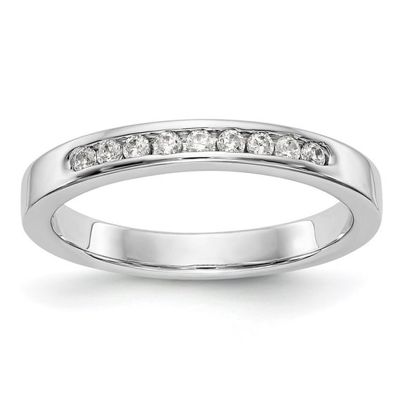 Solid 14K White Gold Nine Stone Diamond Channel Set Wedding Band Ring Size 7 (.153 cttw.)